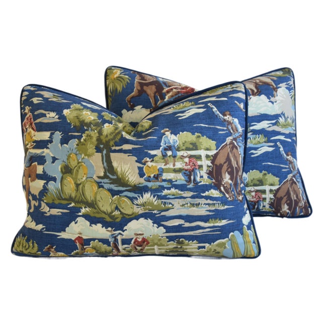 Western Ranch Cowboy Rodeo Horse Feather/Down Pillows 24" X 18" Set