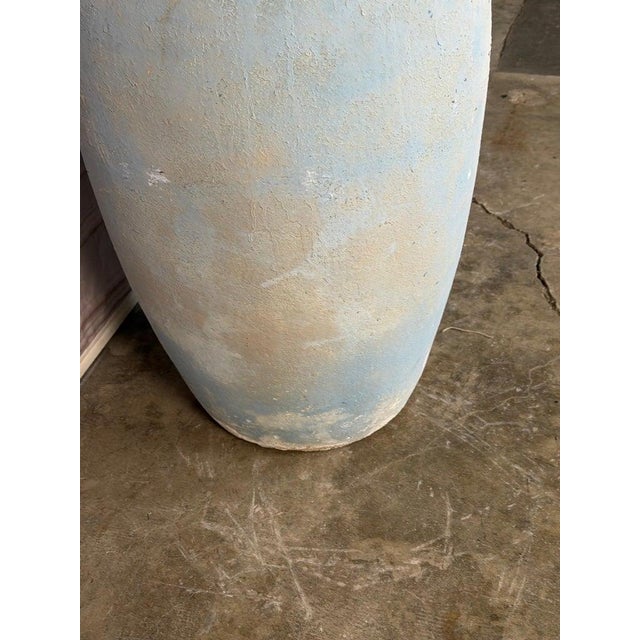Terracotta Mediterranean Style Vessel With Pale Blue Weathered Patina For Sale - Image 10 of 12