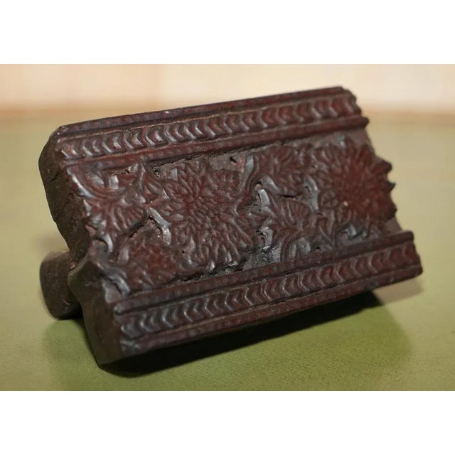Antique Hand Carved Floral Leaf Printing Block for Wallpaper For Sale - Image 3 of 12