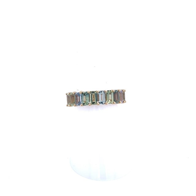 2010s Natural Multicolored Sapphire Ring 14k Y Gold 5.28 TCW Certified, Size 6.5 For Sale - Image 5 of 6