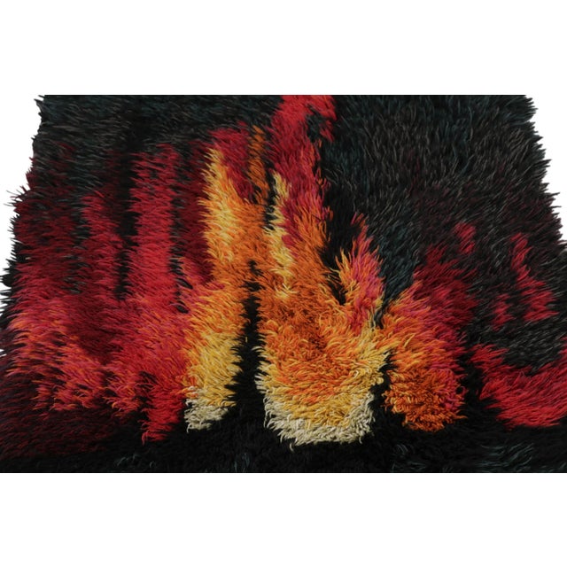 Rug & Kilim Vintage Swedish Rya Runner, Colorful Scandinavian Flame Patterns - Rug & Kilim For Sale - Image 4 of 7
