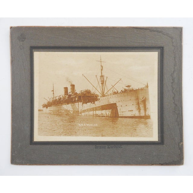Circa 1918 silver gelatin photograph of the USS Aeolus ID 3005. Built in 1899 by Germany as the Grosser Kurfurst....