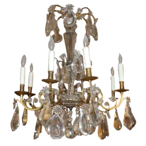 Period French Eight-Light Bronze and Crystal Chandelier