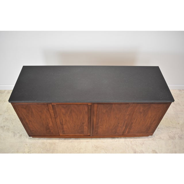 Mid-Century Modern 1960's Slate Top + Walnut Credenza Attributed to Jack Cartwright for Founders For Sale - Image 3 of 12