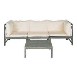 Modular Outdoor Sectional in Ash Grey & Beige - 3 Pieces For Sale