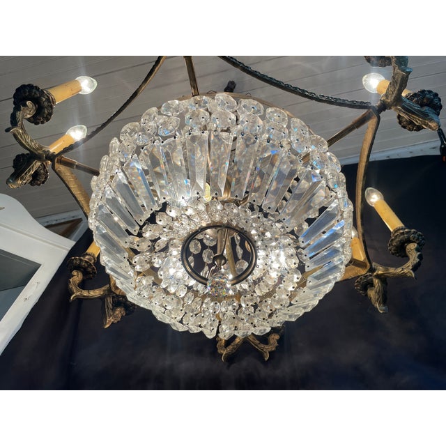 Bronze Vintage French Empire Styled Crystal Chandelier For Sale - Image 8 of 13