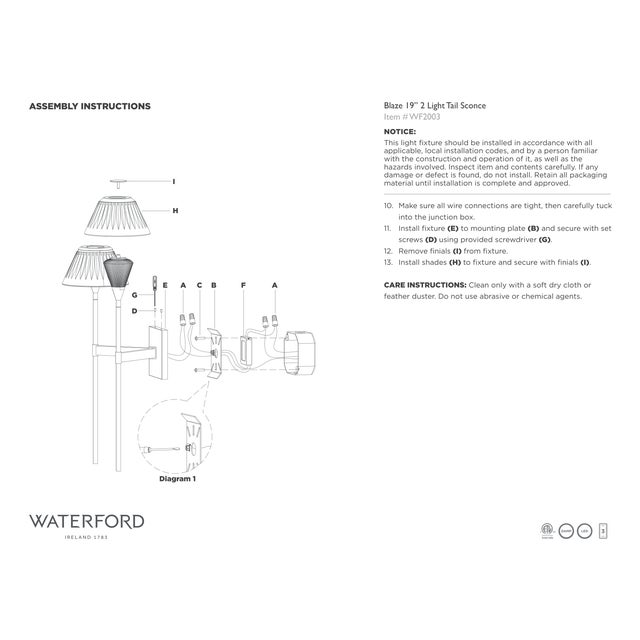 Waterford for Visual Comfort Signature Blaze 19" 2 Light Tail Sconce in Polished Nickel with Clear Crystal For Sale - Image 13 of 13