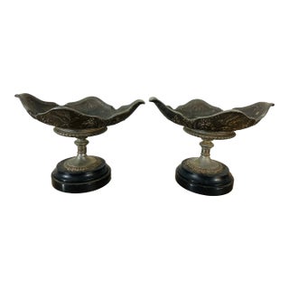 Bronze Bowls on Pedestal, a Pair For Sale