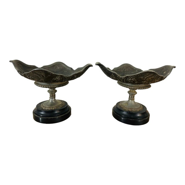 Bronze Bowls on Pedestal, a Pair For Sale