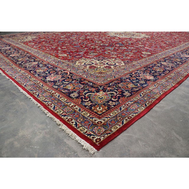 Red Antique Persian Kashan Rug, 15'00 X 23'00 For Sale - Image 8 of 10