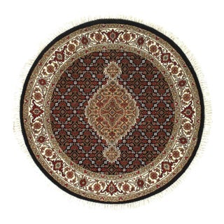 2020s Fine Hand Knotted Silk & Wool Tabriz Round Rug For Sale