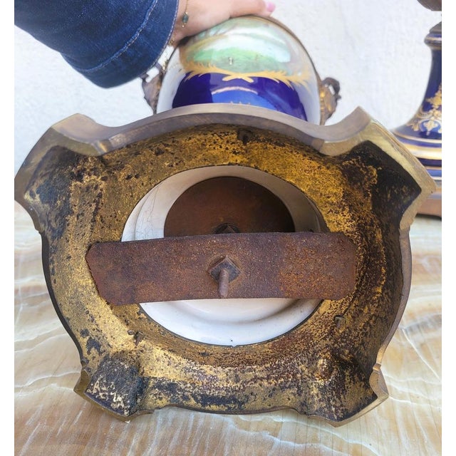 Blue Covered Porcelain Vases in the style of Sèvres, Set of 2 For Sale - Image 8 of 18