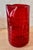 Lovely mid-century modern hand-blown art glass pitcher vase crafted in a vibrant, juicy ruby red. This heavy-walled vase...