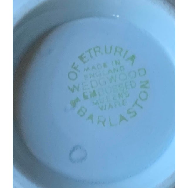 Wedgwood Queen’s ware embossed “lavender & cream” Cup 4.5”width x 3.5”diameter x 2.5”height Saucer 5.5”diameter x 1”height