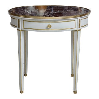French Louis XVI Style Brass & Marble Top Center Table, 1940s For Sale