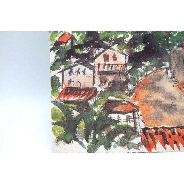 Brown Vintage Signed European Mountain Village Landscape Watercolor Painting by Louis Redstone For Sale - Image 8 of 10