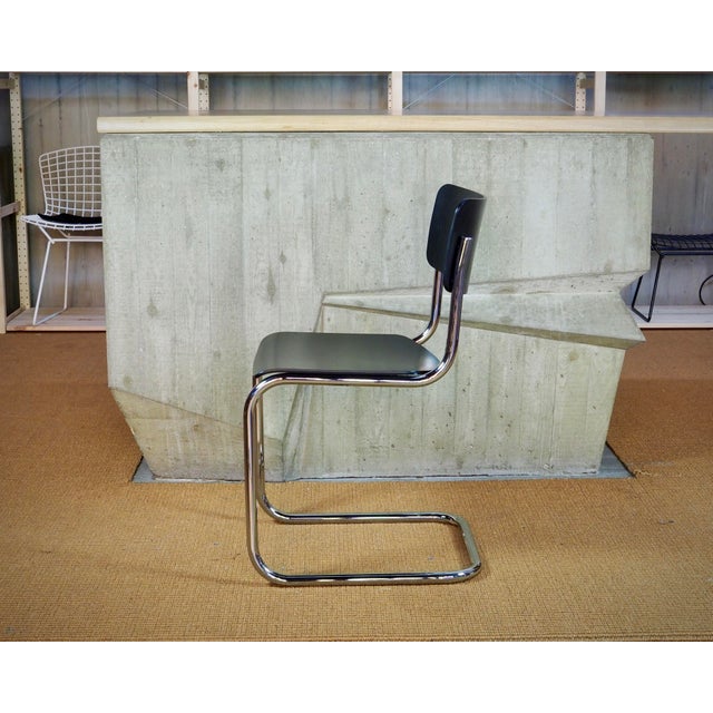 Bauhaus Black S43 Cantilever Chairs by Mart Stam & Marcel Breuer for Thonet, 2010s, Set of 4 For Sale - Image 3 of 13