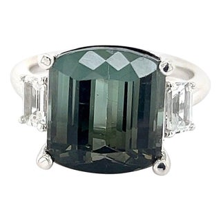 Natural Tourmaline Sapphire Ring 7 14k W Gold 8.7 TCW Certified For Sale
