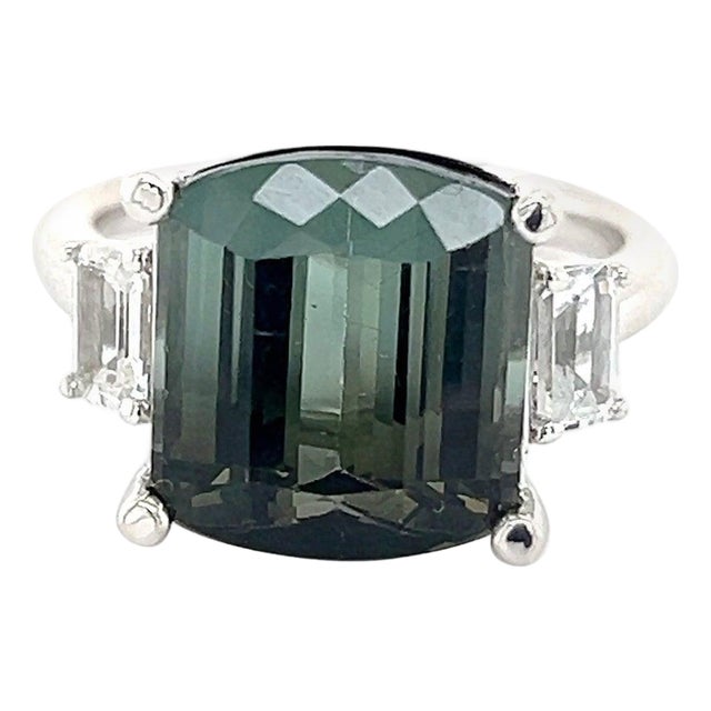 Natural Tourmaline Sapphire Ring 7 14k W Gold 8.7 TCW Certified For Sale