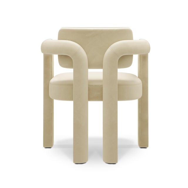 Double Arch Dining Chair in Beige Cotton Velvet from Insidherland For Sale - Image 12 of 12