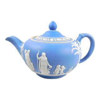 1950s Light Blue Wedgwood Jasperware Teapot For Sale