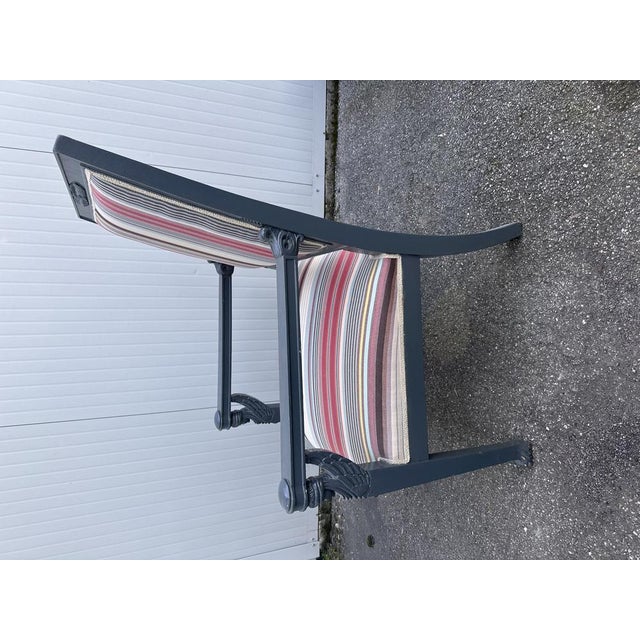 Armchair in Gray Lacquered Wood and Striped Rubelli Fabric For Sale - Image 5 of 11