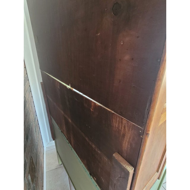 Antique Sellers "Kitcheneed" Hoosier Cabinet - Elwood, Indiana – Sage Green & Oak For Sale - Image 9 of 12