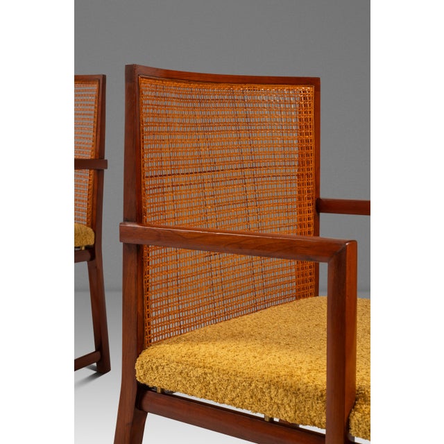 Rare Mid-Century Modern Cane-Backed Armchair in Walnut & Bouclé Attributed to Michael Taylor for Baker Furniture (New World Collection), Usa, C. 1960s For Sale - Image 11 of 18