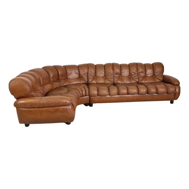 Italian Leather Sofa, 1970s For Sale
