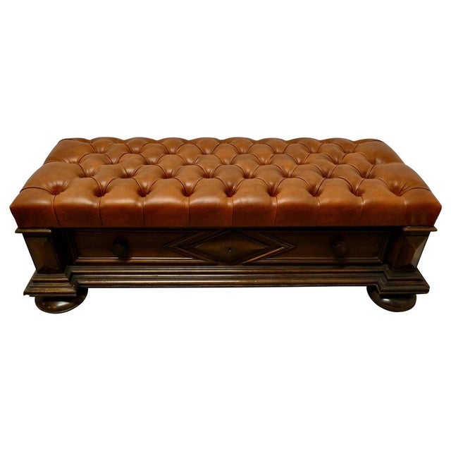 Gold Chesterfield Hall Seat with Shoe Tidy Drawer, 1900s For Sale - Image 8 of 8
