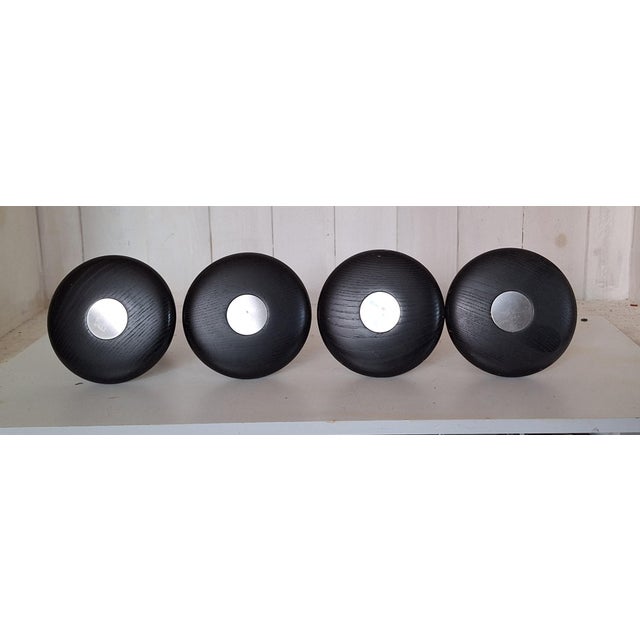Vintage Coat Hooks with Metal Brackets and Black Stained Oak Plates, 1970s, Set of 4 For Sale - Image 4 of 4