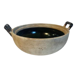 Vintage Glazed and Raw Pottery Bowl, Circa 1950