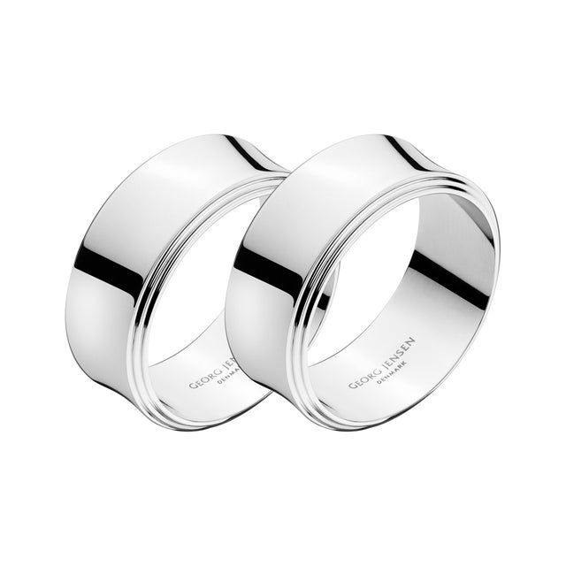 Jensen Scandinavian Pyra Stainless Steel Napkin Rings a Pair