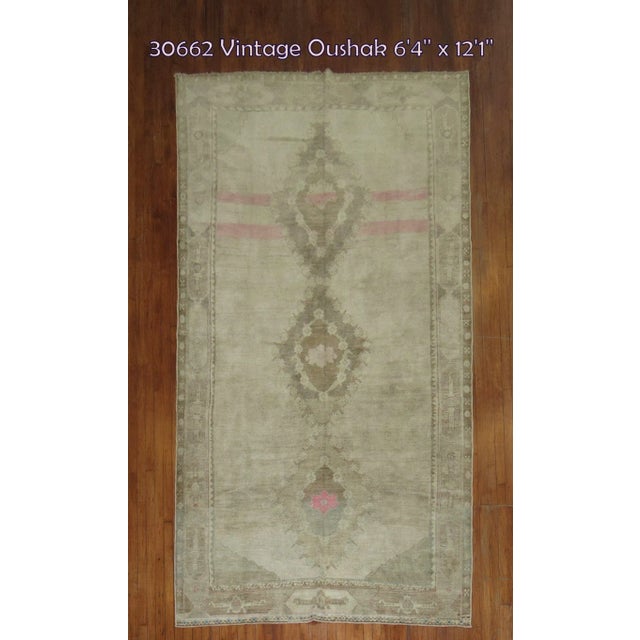 Beige Vintage Neutral Pink Pop Turkish Gallery Rug - 6'4" x 12'1" For Sale - Image 8 of 8