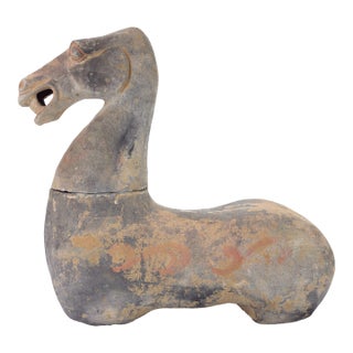 Mid Century Chinese Han Dynasty Style Pottery Mingqi Horse Figure For Sale