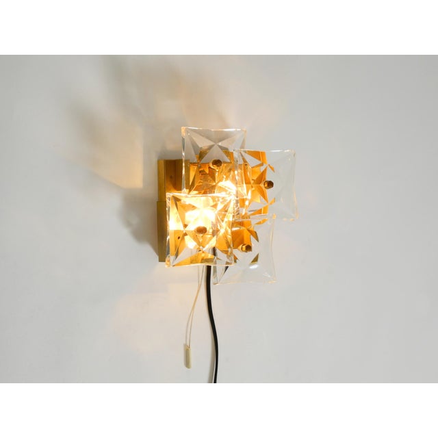 Gold Kinkeldey Crystal Glass and Brass Wall Lamp in Mint, 1960s For Sale - Image 8 of 18