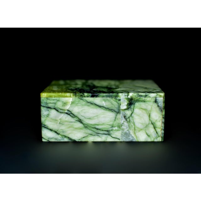 Rutile Serpentine Box Watergrass Green Gemstone Box For Sale - Image 4 of 11