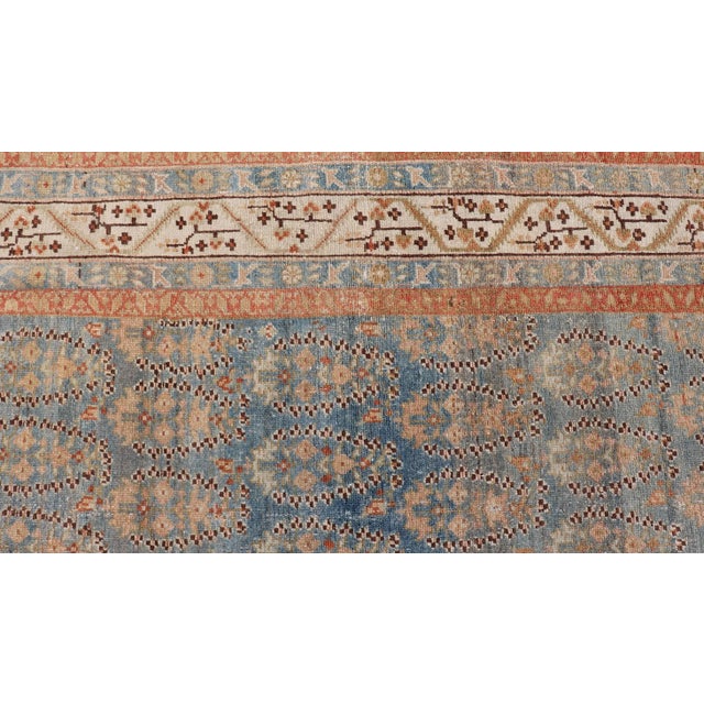 Antique Persian Malayer Gallery Rug With Paisley Design in Light Blue Background 6'1 X 14'6 For Sale - Image 11 of 13