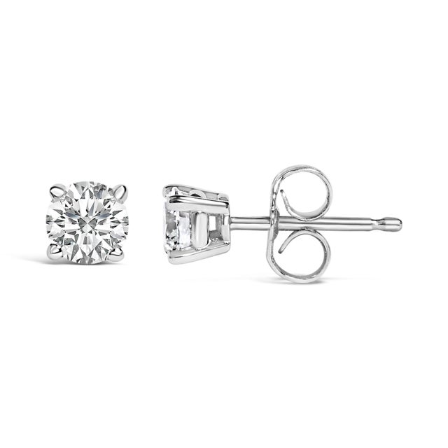 Contemporary 14K White Gold 1/2 Cttw Lab Grown Diamond Solitaire Stud Earrings For Sale - Image 3 of 5