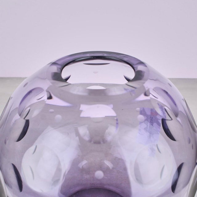 Optical Glass Vase, 1970s For Sale - Image 3 of 5