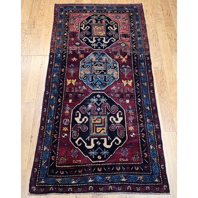 Antique Caucasian Cloudband Kazak Area Rug, Wool, Cranberry Red, 1890s, 3' x 7' For Sale - Image 11 of 18
