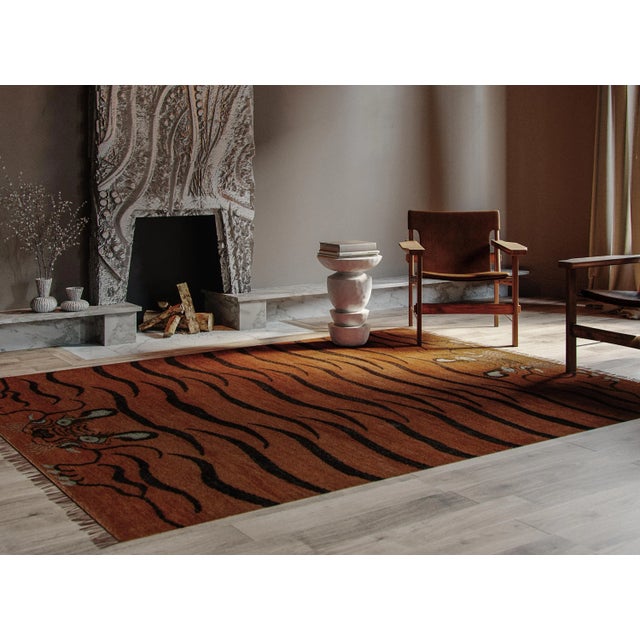 Tanvi Tiger Rust 3'6" X 5'6" Area Rug For Sale In Atlanta - Image 6 of 7