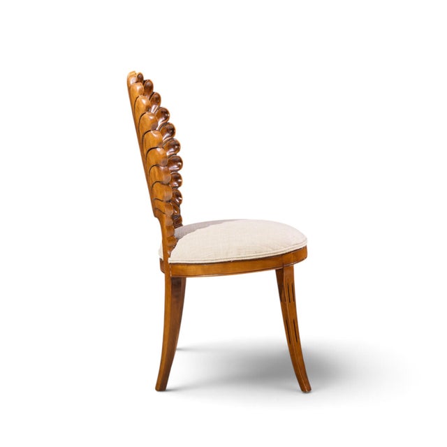 Brown Venetian Grotto Hollywood Regency Style Scalloped Shell Back Dining Chair For Sale - Image 8 of 9