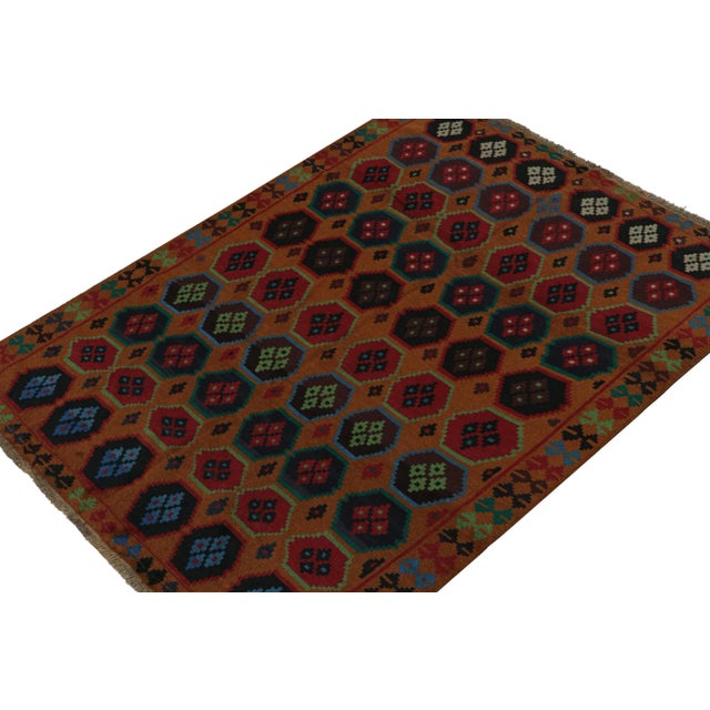Modern Rug & Kilim’s Baluch Tribal Rug in Rust Tones With Colorful Hexagon Patterns For Sale - Image 3 of 7