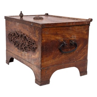 Antique Strongbox with Faux Wood Print Decor, Holland, 1880s For Sale
