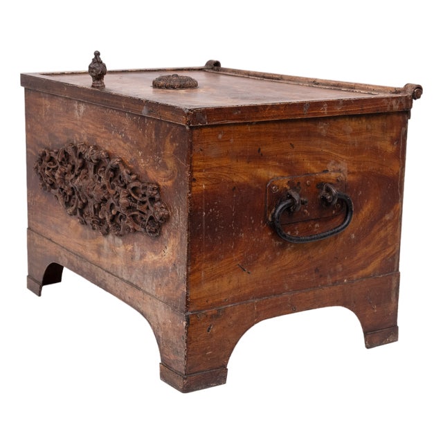 Antique Strongbox with Faux Wood Print Decor, Holland, 1880s For Sale
