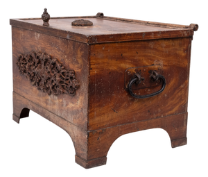 Antique Strongbox with Faux Wood Print Decor, Holland, 1880s