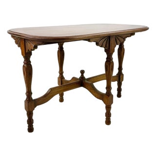 Early 20th C Antique Edwardian Chippendale English Pine Side Table, Hand Carved & Turned. For Sale