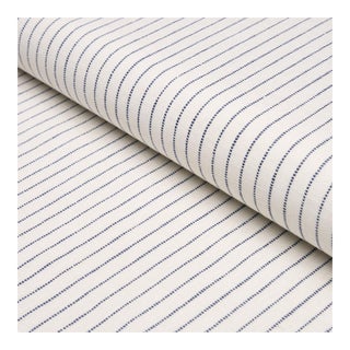 Schumacher Theo Stripe Fabric in Indigo For Sale