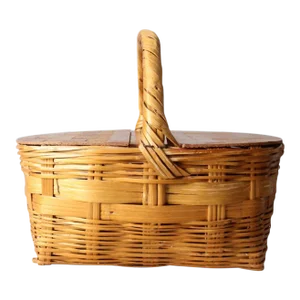 Vintage Woven Picnic Basket